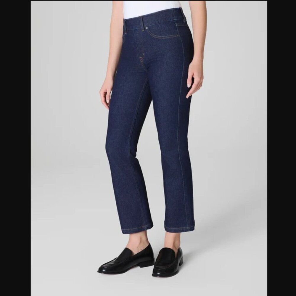 NEW SPANXshape™ SZ XL Original EveryWear Cropped Kick Flare High-Rise Jeans Blue